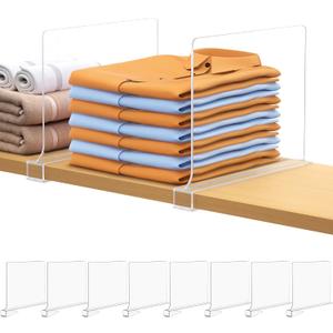 Aolloa 8 PCS Shelf Dividers for Closet Organization Acrylic Clear Closet Shelf Divider for Wooden Shelving Suitable for Wooden or Vertical Shelves Or Bedroom, Kitchen and Office