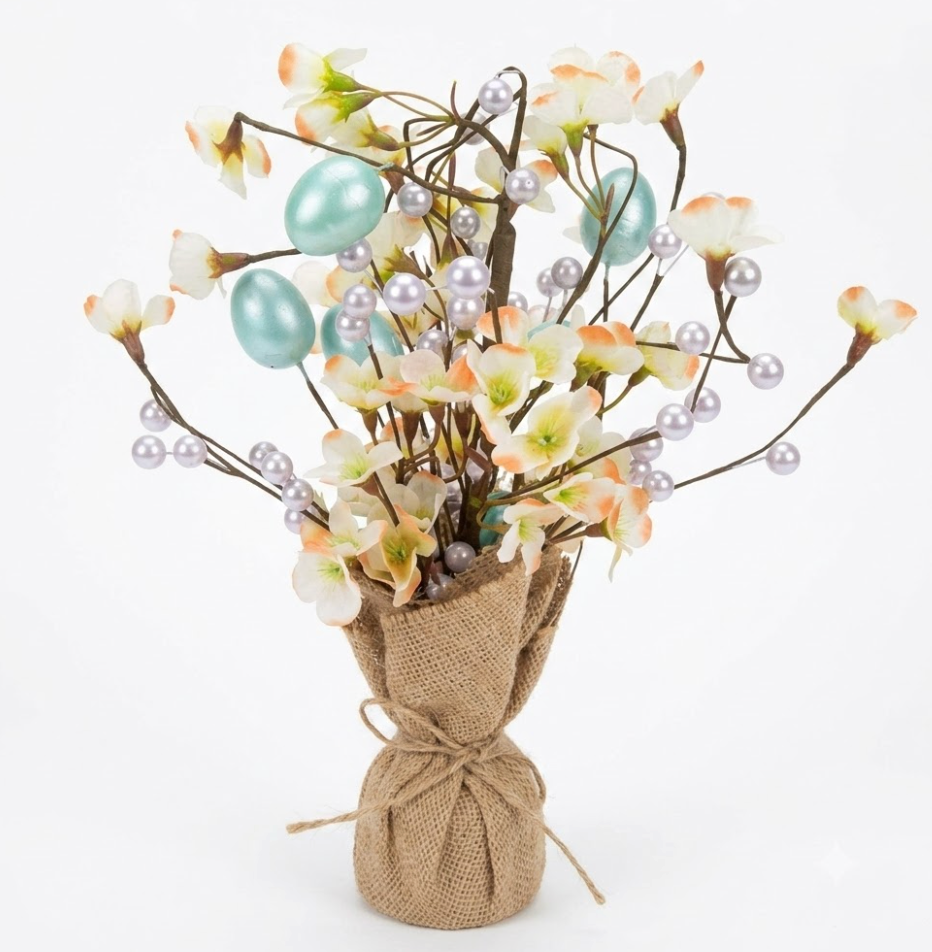 Handmade Artificial Flower Sticks with White Filler for Home Décor