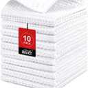 HOMEXCEL Waffle Weave Microfiber Towel, 10 Pack Lint Free Cleaning Rags, 12 x 12 Inches Barista Towels, Reusable Microfiber Cleaning Cloth for Household, Kitchen, Glass and Window, White