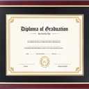 FramePro 11x14 Diploma Frame with Black over Gold Mat, 14x17 Certificate Frame, Real Wood with Gold Trim, Mahogany Frame with Arcylic