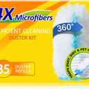 35 Duster Refills for Swiffer, Duster Refills Kit with & 2 Handle for Cleaning Home & Car, Heavy Duty Multi Surface for Office, Blinds, Ceiling Fans, Furniture