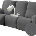 Gennia Waterproof Recliner Sofa Cover,Stretch Reclining Couch Covers with Pockets,Washable Lazy Boy Recliner Slipcovers,Leakproof Sofa Protector for Kids, Pets, Dog and Cat (3 Seat, Dark Gray)