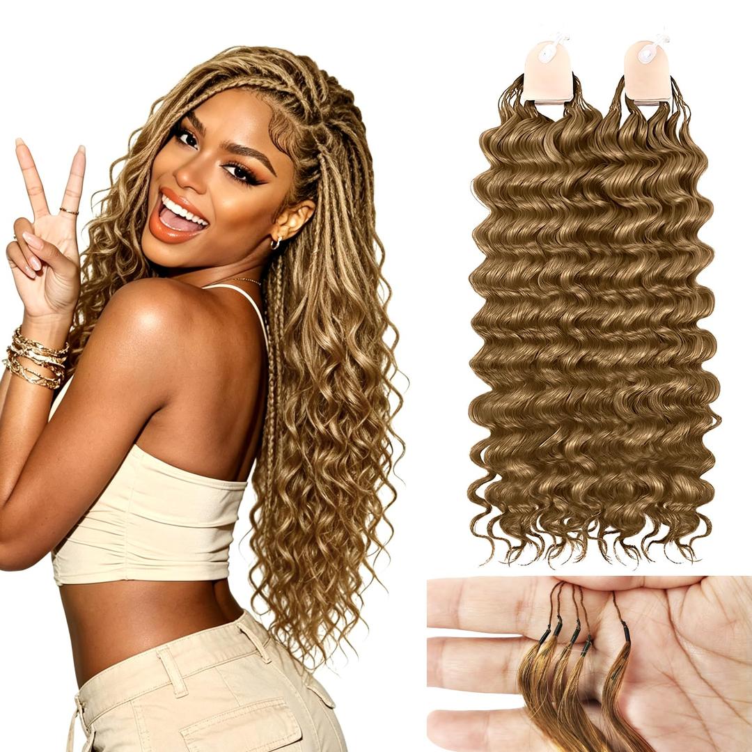 Wigcool Human Crochet Hair for Black Women 20Inch 120g Burmese Curly Crochet Human Hair 100Strands Bundles Pre-Separated Feather Crochet Human Hair Miracle Knots Hair Natural