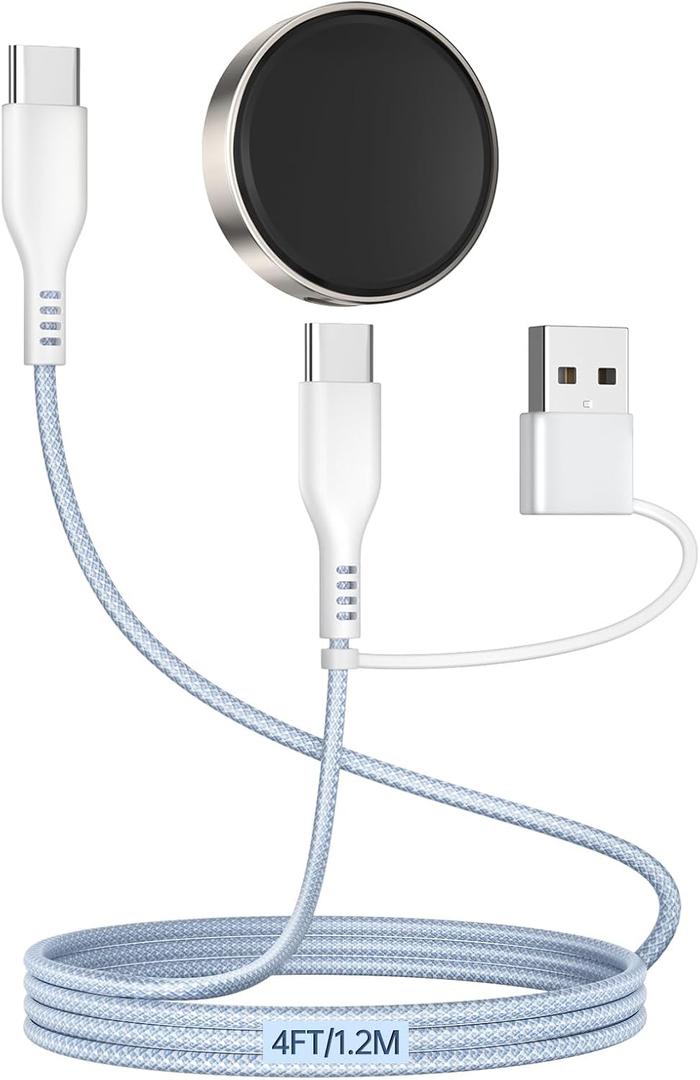 2 in 1 USB C/A Charging Cable for Samsung Galaxy Watch Charger60W Type C to C Fast Charging Nylon Braided Cord for iPhone 17 S25 Ultra Travel Essentials for Samsung Watch 8/7/Ultra/6 Classic/5 Pro/4