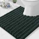 Arotive Luxury Chenille Toilet Rugs U-Shaped, Extra Soft Thick Absorbent Toilet Mat, Non-Slip Shaggy Plush Contour Bathroom Rugs, Machine Wash Dry Bath Rug Mat for Toilet Base 24"x24", Dark Green