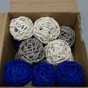 Yaomiao 15 Pieces Vase Filler Rattan Balls Decorative for Craft, Party, Wedding Table Decoration, Aromatherapy Accessories, 1.8 Inch(Blue Gray White)