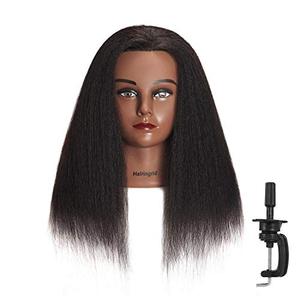 Mannequin Head 100% Real Hair Hairdresser Cosmetology Mannequin Manikin Training Head Hair and Free Clamp Holder