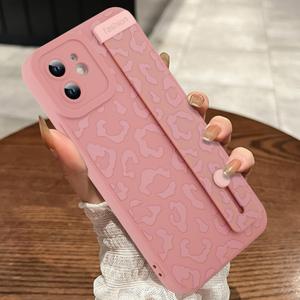 MOWIME Compatible with iPhone 11 Case with Strap Wrist, Cheetah Print Shockproof Soft TPU Protective Cover for Women Girls, Slim Anti Scratch Case for iPhone 11 6.1 Inch, Pink