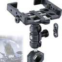 Motorcycle Phone Mount Kit, Anti-Theft Dual Socket Arm, 360 Rotate Phone Clip and Aluminum Handlebar Clamp Mount U-Bolt Base for Bike/ATV/Scooter Handlebar for 5.5-7" Smartphone (KPS-19)