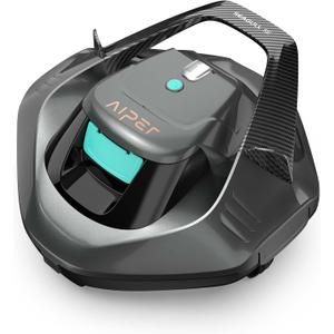 AIPER Cordless Robotic Pool Vacuum, Self-Parking Technology, Portable, Ideal for Above-Ground Flat Pool up to 40 Feet, Grey (Gray)