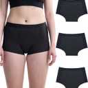 Neione Women Period Underwear Heavy Flow Cotton High-Waisted Sleep Boyshort Menstrual Panties Holds 4 Tampons (Medium, Rebel)
