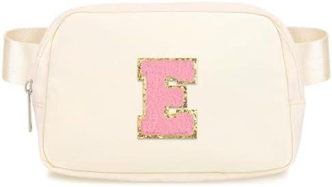 Sienien Fanny Pack For Girls Birthday Christmas Gifts Idea For 4 5 6 7 8 9 10 11 12 13 Year Old Kids Cute Trendy Belt Bag Fashionable Waist Packs Crossbody Bag Initial Letter E Beige, 2 Pack