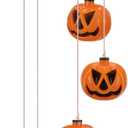 Halloween Solar Wind Chimes, Halloween Pumpkin Wind Chime, Solar Powered Color Changing Windchime for Outside, Waterproof Hanging LED Light Pumpkin Wind Chimes Gift for Porch Patio Yard Decor (Mad)