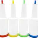 Trendy Bartender Pour and Store Flow N Stow Juice Bottles (32oz / 1 Quart, Set of 4) Commercial Grade Bar Pourers color coded with Spout and Lid for Effortless Mixing, Pouring, and Storage