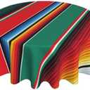 Mexican Blanket Serape Stripe Pattern Sarapes Mantel Mexicano Waterproof Picnic Round Table Cloth Cover Decorations Fabric 60 Inch Circular Tablecloth For 20-47 Inch Home Dining Room Kitchen Decor