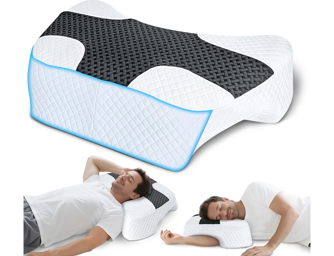 SAHEYER Side Sleeper Pillow with Arm Hole, Upgrad Shoulder Relief System for Neck Pain, MultiAngle Memory Foam Rotator Cuff Pillow for Adults Side, Back and Stomach Sleeper PressureFree Sleep, Black