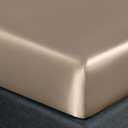 Homiest Taupe Satin Fitted Sheet King Size, Deep Pocket, Luxury & Ultra Soft Bedding