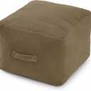MeMoreCool Square Pouf Ottoman Foot Rest 20x20x15 Inches, Light Coffee | Khaki Light Coffee Floor Pouf Footstool, Foam Stuffed Foot Rest for Living Room Office