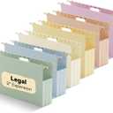 Extra Capacity Legal Size Plastic Hanging File Folders,Reinforced 2" Pastel Expanding Pocket,12 Pack Legal Hanging Folders for Filing Cabinet,Expandable Hang Folder with tabs,for Office School