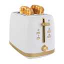 West Bend Timeless 2-Slice Toaster with 7 Browning Levels, Bagel/Waffle/Defrost Settings, High-Lift Lever, Anti-Jam, Easy-Clean Crumb Tray, 2-Slice, White/Gold