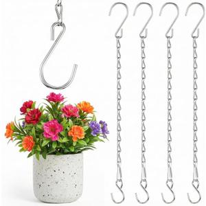 Outus 4 Pack 23.6 Inch White Hanging Chain for Bird Feeders, Planters, Lanterns, Wind Chimes, Decorative Ornaments and Birdbaths Basket Extender Chain Outdoor Indoor