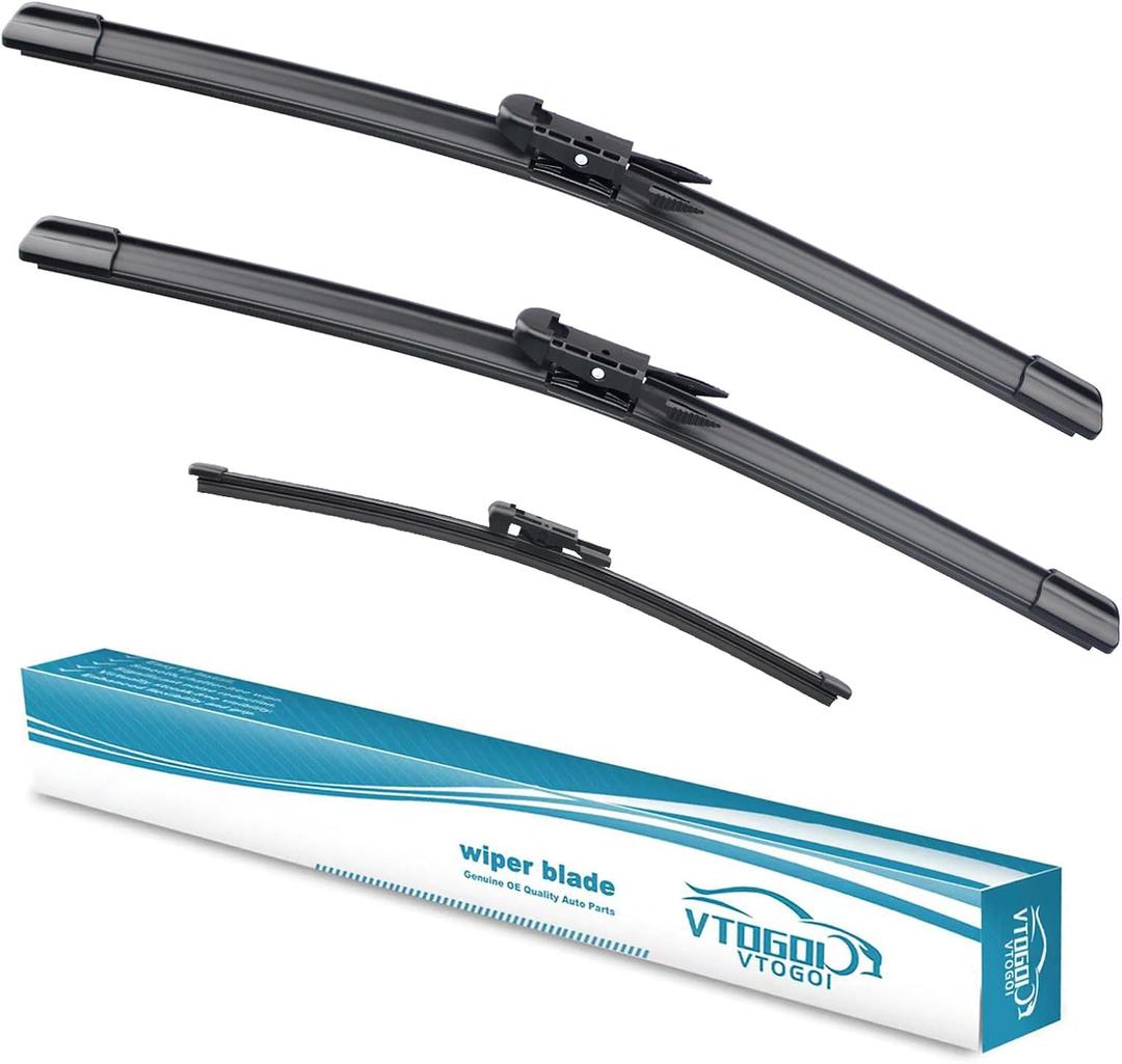 VTOGOI Wiper Blades With Rear Wiper Blades Set For Mercedes-Benz GLA250 2015 Automotive Replacement Windshield Wiper Blades,That Meet OEM Quality Easy DIY Install 24 "+19"+12"(Set of 3)