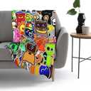 FINENESS SINCE 1988 Gamer Cartoon Character Blanket for Boys Game Boy Birthday Throw Blanket for Boys Birthday Gift Home Fleece Throw Blankets for Couch Bed Sofa Gamer Blanket 60"x50"
