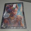 Framed Black Woman Canvas Wall Art, African American Wall Decor, Fashion Modern Abstract Painting Picture, Coffee Girl Poster Print Artwork for Living Room Bedroom Home Decoration