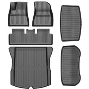 Tesla Model 3 Highland/Standard Floor Mats Custom Fit All Weather TPE Cargo Liner Cargo Trunk Accessories,Compatible 2024-2026 Tesla Model 3 2024-2026 Model 3 Full Floor Mat Kit Set of 6