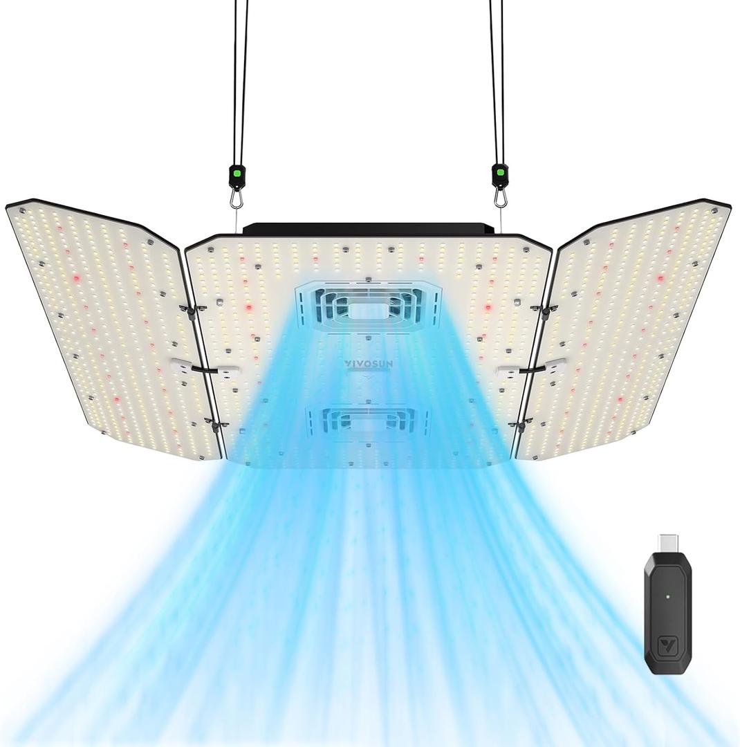 VIVOSUN AeroLight Wing AW400SE, LED Grow Light 400W with Integrated Circulation Fan & GrowHub Controller E25, Compatible with App & E42A, 4x4/5x5 Coverage, Establish an Intelligent Grow Environment