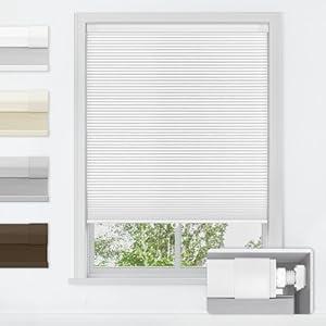 LazBlinds No Tools No Drill Cordless Cellular Shades, Blackout Light Blocking Honeycomb Shades for Home, Thermal Insulation Blinds for Windows, 29.5" W x 72" H, White