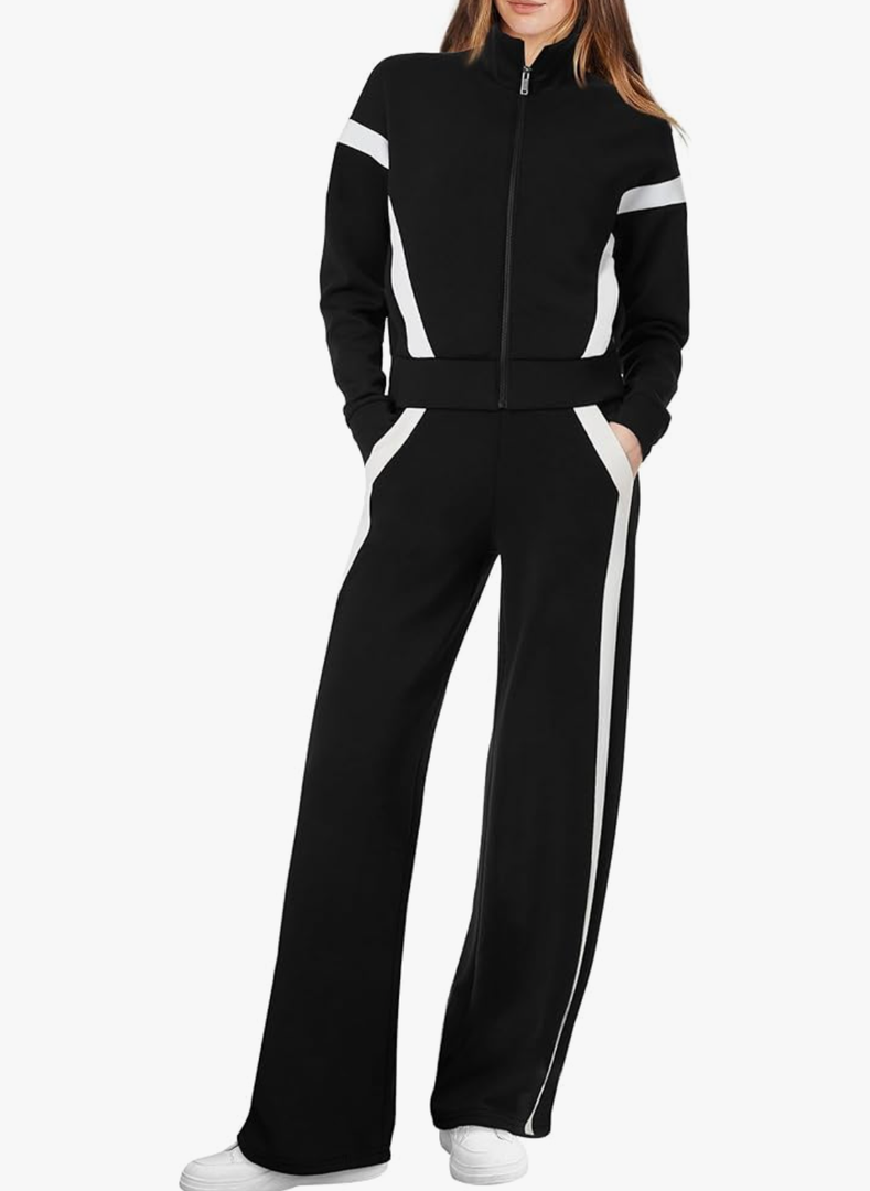 XIEERDUO Lounge Sets for Women 2025 Sweatsuit 2 Piece Outfits Sweatshirt Wide Leg Sweatpant Tracksuit Matching Set, Size XL