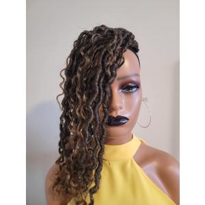 Black Textures Goddess Faux Locs Crochet Hair Curly River locs Twist Braids Dreadlocks (1B/30, 26 Inches)