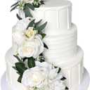 3PCS Ivory White Silk Flowers for Cakes Decorations Artificial Rose Peony Butterfly Wedding Cake Toppers Decorating Fake Floral Anniversary Birthday Party Arrangements Table Centerpieces Pre-Made