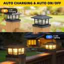 EXCMARK 2 Pack 4x4 Solar Post Cap Lights, Fence Deck Post Lights Outdoor Solar Powered Waterproof with Two Light Modes Warm&Cool White for Garden Patio Decor. (Classic Black,2)