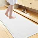 Smiry Waffle Bath Mat 47x24, Extra Soft Absorbent Bathroom Rugs, Non Slip Machine Washable Quick Dry Bath Rugs for Bathroom Floor, Tub, Shower, Home Decor Accessories, White