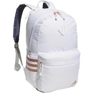 3-Stripe Classic backpack for men and women, bag with laptop sleeve (One Size, White/Rose Gold/Onix Grey/5.0)