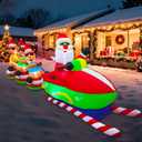 EAONE 12FT Christmas Inflatables Outdoor Decorations, Giant Blow ups Yard Decoration Inflatable Santa Claus Drive Sleight with 3 Reindeers, with Built-in LEDs for Indoor Outdoor Home Holiday Decor