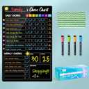 Magnetic Chore Chart for Kids with 4 Markers,1 Pack 8"x12" Chore Chart for Multiple Children, Responsibility Reward Chart for Kid, Dry Erase Chore Chart for Adults/Kids/Teens, Black Chore Board