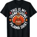 This is My Thanksgiving Pajama Shirt Adult Kid Men Women Pjs T-Shirt S