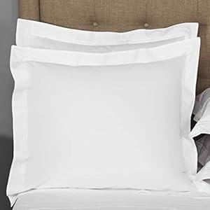European Square Pillow Shams Set of 2 White 600 Thread Count 100% Natural Cotton Pack of Two Euro 26 x 26 Pillow Shams Cushion Cover, Cases Super Soft Decorative White, European 26''x26''