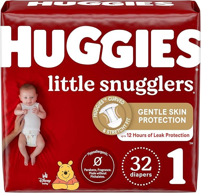 Huggies Size 1 Diapers, Little Snugglers Newborn Diapers, Size 1 (8-14 lbs), 33 Count