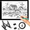 A4 LED Light Pad for Tracing, Adjustable Brightness Drawing Light Board forDiamond Painting, Vinyl Weeding, Sketching & Tattoo Transfer, USB PoweredEye-Care Light Box for Kids & Artists