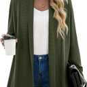 GRECERELLE Women's Long Sleeve Open Front Lightweight Casual Business Dressy Cardigan Sweater Fall Winter (Green, L)