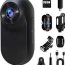 HOFAOUG 1080P Mini Body Camera, Thumb Size Wearable Design with 32GB, Clip On Helmet Action Camera for Cycling, Travel, Sports (Matte Black)