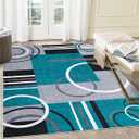 RUGSREAL Washable Rug 6x9 Abstract Circles Area Rugs Non Slip Floor Carpet Contemporary Stain Resistant Soft Rug Low Pile Accent Rugs for Indoor Living Dining Room, Turquoise