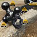 Trailer Hitch, Premium Black E-Coated Tri Ball Hitch with Tow Hook, 1 7/8 Ball Hitch, 2 inch Ball Hitch, 2 5/16 Ball Hitch, Rust-Resistant 2 inch Receiver Hitch, 10,000 lbs GTW (Locking Pin)