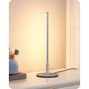 EDISHINE Upgraded LED Table Lamp, Stepless Dimmable Bedside Lamp with 3 Color Temperature, Modern Nightstand Lamp, Desk Lamp for Bedroom, Living Room, Corner, Gift, Metal Finish, Silver, 6W