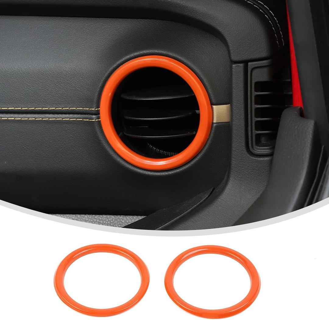 Linskip for 2024-2025 Jeep Wrangler JL 4XE & Gladiator JT Dashboard Air Vent Rings, Air Vent Covers Compatible with Sport, Rubicon, Sahara, Willys, Rubicon, Interior Accessories(Orange)