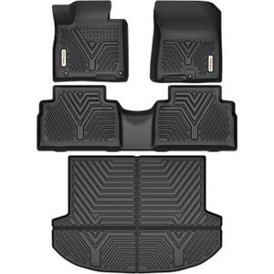 YITAMOTOR Floor Mats Compatible for 2021-2023 Hyundai Santa Fe Includes 2 Rows and Cargo Liner Set,TPE All-Weather Floor Mat Set Liners, Black
